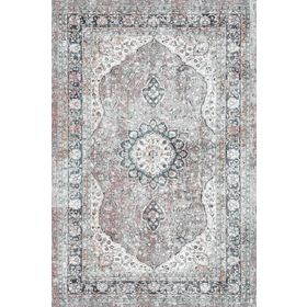 Frenda Home Vintage Desenli Gri 140x200 Pamuk Taban Baskılı Halı