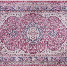 Frenda Home Vintage Desenli Kırmızı 100x200 Pamuk Taban Baskılı Halı