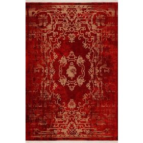 Frenda Home Vintage Desenli Kırmızı 120x180 Yıkanabilir Pamuk Taban Dekoratif Halı