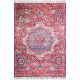 Frenda Home Vintage Desenli Kırmızı 80x200 Pamuk Taban Dekoratif Halı