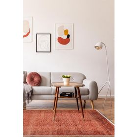 Frenda Home Vintage Desenli Pamuk Taban Kırmızı 80x200 Yıkanabilir Dijital Baskılı Halı