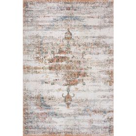 Frenda Home Vintage Desenli Turuncu 120x180 Pamuk Taban Yıkanabilir Halı
