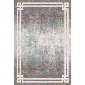 Frenda Home Yeşil 80x200 Çerçeve Desenli Dijital Baskılı Pamuk Taban Halı