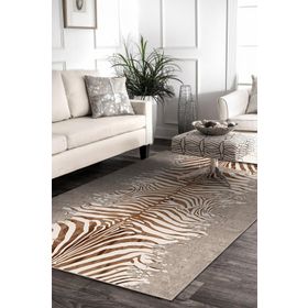 Frenda Home Zebra Desen Kaymaz Deri Taban Bej 80x300 cm Salon Halı