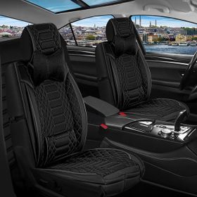 Fresh Start Opel Ascona Uyumlu Lüx Deri Ön Arka Takım Royal Serisi Siyah Oto Koltuk Kılıfı