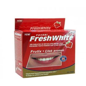 Fresh White 50 gr Çilek Aromalı Diş Parlatıcı ve Beyazlatıcı Bakım Tozu