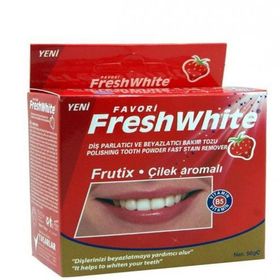 Fresh White 50 gr Çilek Aromalı Diş Parlatıcı ve Beyazlatıcı Bakım Tozu