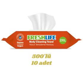 Freshlife 2XL 10x50 10 Paket 500 Adet Vücut Temizleme Havlusu