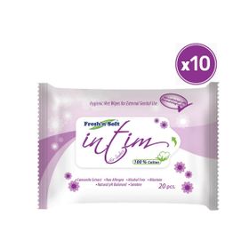 Fresh'n Soft Intim 10 Paket 200 Yaprak Dış Genital Bölge Temizleme Mendili
