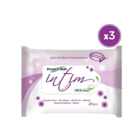 Fresh'n Soft Intim 3 Paket 60 Yaprak Dış Genital Bölge Temizleme Mendili