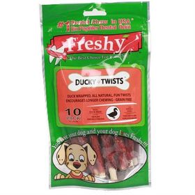 Freshy 90 gr 10'lu Ördek Kaplı Sütlü Burgu Köpek Ödülü