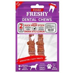 Freshy Dental Chews Duck Wrap Stick Ördek Sarılı Jumbo 100 gr 2 Adet 18 cm Çubuk Köpek Ödülü