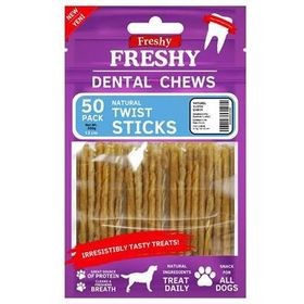 Freshy Dental Chews Naturel 300 gr 13 cm 50'li Burgu Çubuk