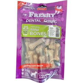 Freshy Dental Chews Naturel Kemik 5 cm 25 Adet Köpek Ödülü