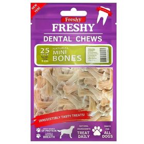 Freshy Dental Chews Naturel Kemik 5 cm 25 Adet Köpek Ödülü