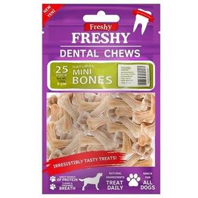 Freshy Dental Chews Naturel Kemik 5 cm 25 Adet Köpek Ödülü
