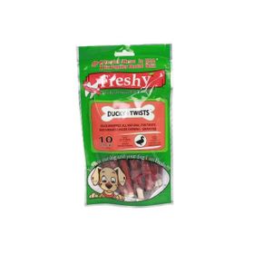 Freshy Ducky Twists - Ördekli Dental Sütlü 90 gr 10'lu Burgu Köpek Ödülü