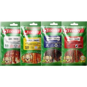 Freshy Kurutulmuş Sığır Ördek Tavuk Kuzu Etli Karışık Paket 4'lü Set Köpek Ödül Kemiği