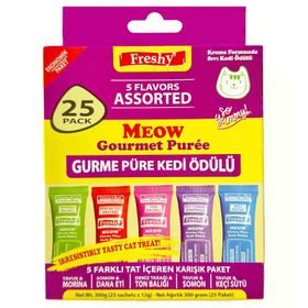 Freshy Meow 5 Farklı Lezzette 25 Adet Krema Kedi Ödülü