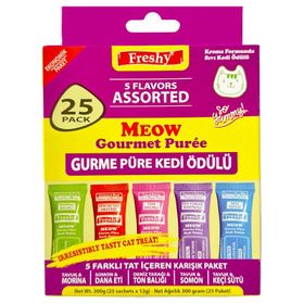 Freshy Meow 5 Farklı Lezzette 25 Adet Krema Kedi Ödülü