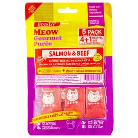 Freshy Meow Somonlu ve Biftekli 4+1 Adet Krema Kedi Ödülü
