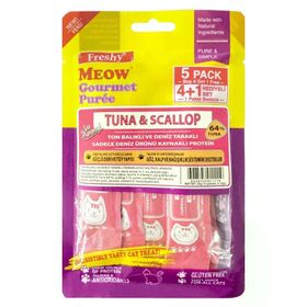 Freshy Meow Ton Balıklı ve Deniz Taraklı 4+1 Adet Krema Kedi Ödülü