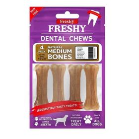 Freshy Naturel Press Deri Köpek 4'lü Çiğneme Kemiği