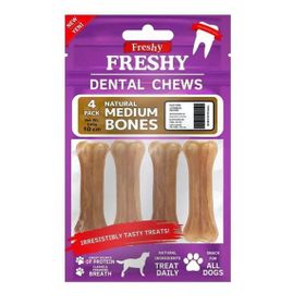 Freshy Naturel Press Deri Köpek 4'lü Çiğneme Kemiği
