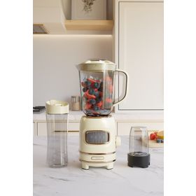 Fressi FR-BL01 Retroblend Öğütücülü Smoothie Krem Şişeli Retro Blender Seti
