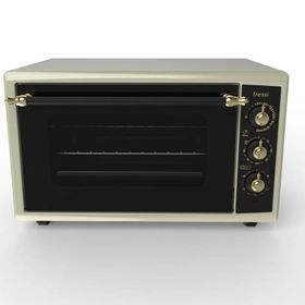 Fressi FR-MF01 Vintage Retro Krem 34 lt Lambalı Termostatlı Saatli 1500 w Midi Fırın