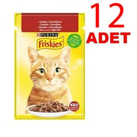 Friskies 12x85 gr Sığır Etli Somonlu Tavuklu Karışık Yaş Kedi Maması