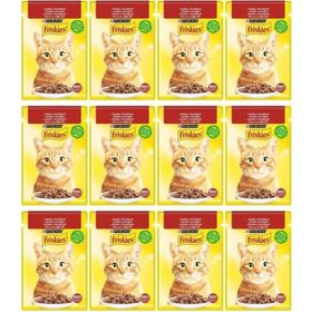 Friskies 12x85 gr Sığır Etli Soslu Yaş Kedi Maması
