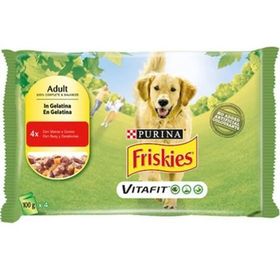 Friskies 4x100 gr Adult Biftekli Pouch Yetişkin Köpek Konservesi