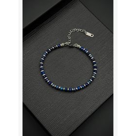 FRNCH 316L Çelik Kilitli Lapis Lazuli Doğal Taşlı Lacivert Renk Erkek Bileklik