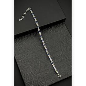FRNCH 925 Ayar Gümüş 3 mm Lacivert-Beyaz Zirkon Taşlı Erkek Bileklik