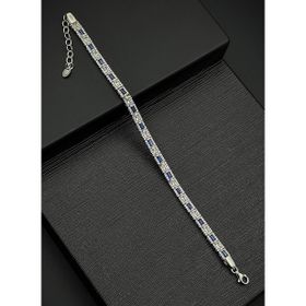 FRNCH FRJ12181-3181-LA2 925 Ayar Gümüş İtalyan Model Zirkon Taşlı Lacivert-Beyaz Erkek Bileklik