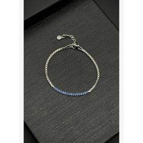 FRNCH FRJ12234-3234-L 925 Ayar Gümüş İtalyan Model Zirkon Taşlı Lacivert Erkek Bileklik