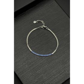 FRNCH FRJ12234-3234-L 925 Ayar Gümüş İtalyan Model Zirkon Taşlı Lacivert Erkek Bileklik