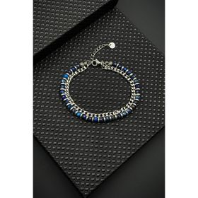FRNCH FRJ12527-3527-L 316L Çelik ve Lapis Lazuli Doğal Taşlı Lacivert Erkek Bileklik