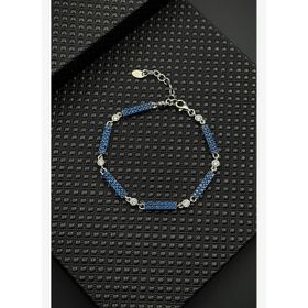 FRNCH FRJ12595-3595-L 925 Ayar Gümüş Lacivert Zirkon Taşlı Erkek Bileklik
