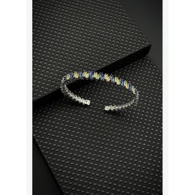FRNCH FRJ12625-3625-SL 925 Ayar Gümüş Sarı-Lacivert Zirkon Taşlı Erkek Bileklik