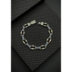 FRNCH FRJ12648-3648-L 925 Ayar Gümüş Lacivert Zirkon Taşlı Erkek Bileklik