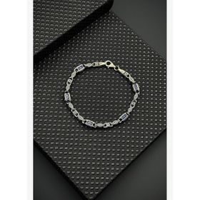 FRNCH FRJ12653-3653-L 925 Ayar Gümüş Lacivert Zirkon Taşlı Erkek Bileklik