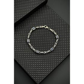 FRNCH FRJ12653-3653-L 925 Ayar Gümüş Lacivert Zirkon Taşlı Erkek Bileklik