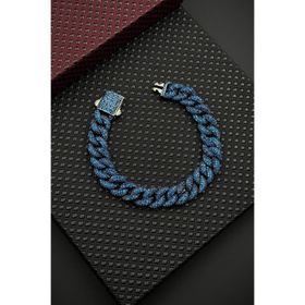 FRNCH FRJ12682-3682-L 925 Ayar Gümüş Lacivert Zirkon Taşlı Füme Erkek Bileklik