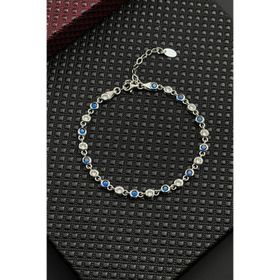 FRNCH FRJ12720-3720-LA 925 Ayar Gümüş Lacivert-Beyaz Zirkon Taşlı Erkek Bileklik