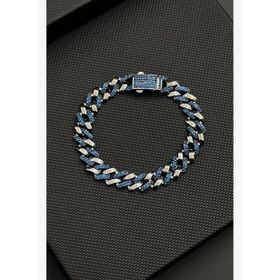 FRNCH FRJ12725-3725-L 925 Ayar Gümüş Lacivert Zirkon Taşlı Füme Erkek Bileklik