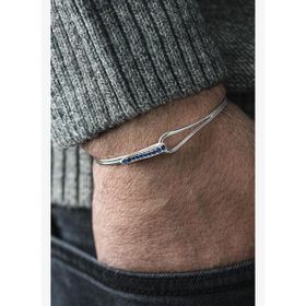 FRNCH FRJ12743-3743-L 925 Ayar Gümüş Lacivert Zirkon Taşlı Erkek Bileklik