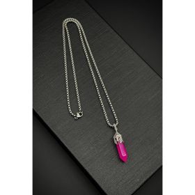 FRNCH FRJ30713-813-P Pembe Doğal Taş Erkek Kolye