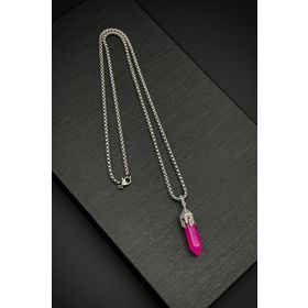 FRNCH FRJ30713-813-P Pembe Doğal Taş Erkek Kolye